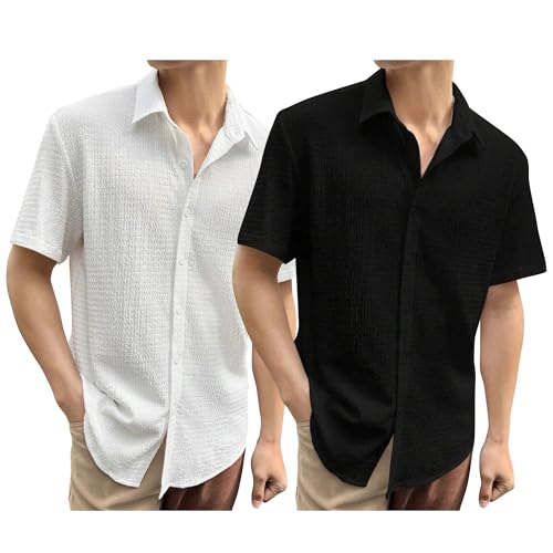 I Enterprise MenS Regular Fit Solid Soft Touch Cotton Casual Shirt Design With Spread Collar & Half Sleeve (Pack Of 2) Color_Wh