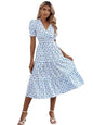 KOTTY Womens Fit and Flare Printed Dress Off White Blue
