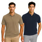 Nobero MenS Solid Regular Fit Polo Shirt (1M-Twpo-R0003_Latte / Navy Blue