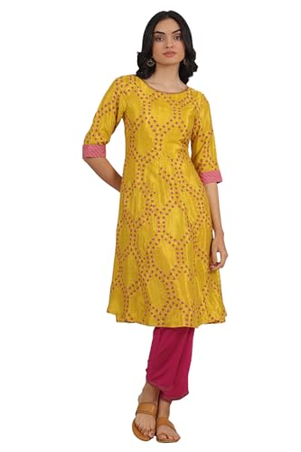 W for Woman Floral Printed Straight Shantung Kurta and Pants Set