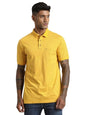 Turtle Men Pure Cotton Slim Fit Printed Yellow Polo T-Shirt
