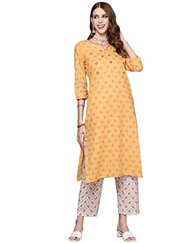 anubhutee Women's Turquoise Handwork Printed Kurta Set with Trousers