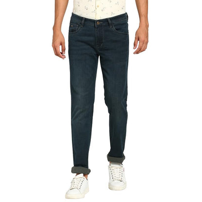 Turtle Men Cotton Stretch Solid Narrow Fit Dark Green Jeans