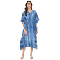 Fabindia Women'S Blue Cotton Printed Hand Block Print Kaftan Midi Dress (102438701_Indigo