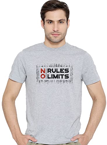ADRO No Rules No Limits Mens Printed T-Shirt (RNR-M-LIM-GR_Grey)