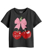Bon Organik Girls Regular Fit T-Shirt (BON16029_Black