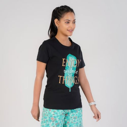 Rupa Colors Playsure Printed Cotton Blended Round Neck Womens T-Shirt, Short-Sleeve, Pack of 1