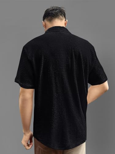 Pinkmint Mens Solid Classic Fit Shirt Black