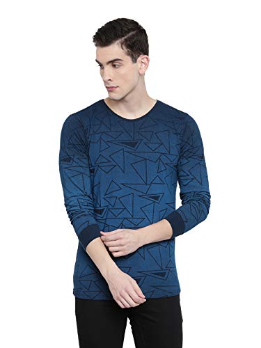 ADRO Men's Full Sleeve Cotton Printed T-Shirts (FR5-5-PRI-NB_Navy_XL)
