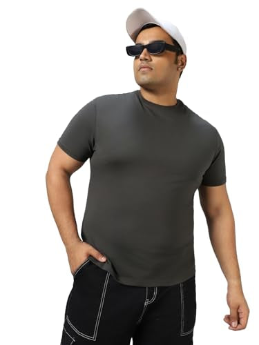 Bewakoof Mens Solid Oversized Fit Plus Size T-Shirt_580122_Grey_3XL
