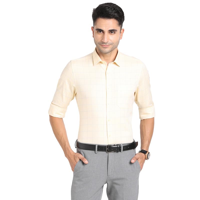 Turtle Men 100% Cotton Slim Fit Light Pink Checks Formal Shirt