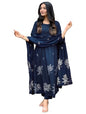 GoSriKi Womens Rayon Viscose Anarkali Printed Kurta with Pant & Dupatta (Gangori Kerosin-GS_XXL_Dark Blue_XX-Large)