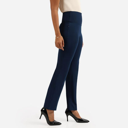 BlissClub Ultimate Sculpt Straight Pants -Tall Above 55, Ribbed Waistband, 2 Zippered Pockets, Feels Like Second Skin, Straight