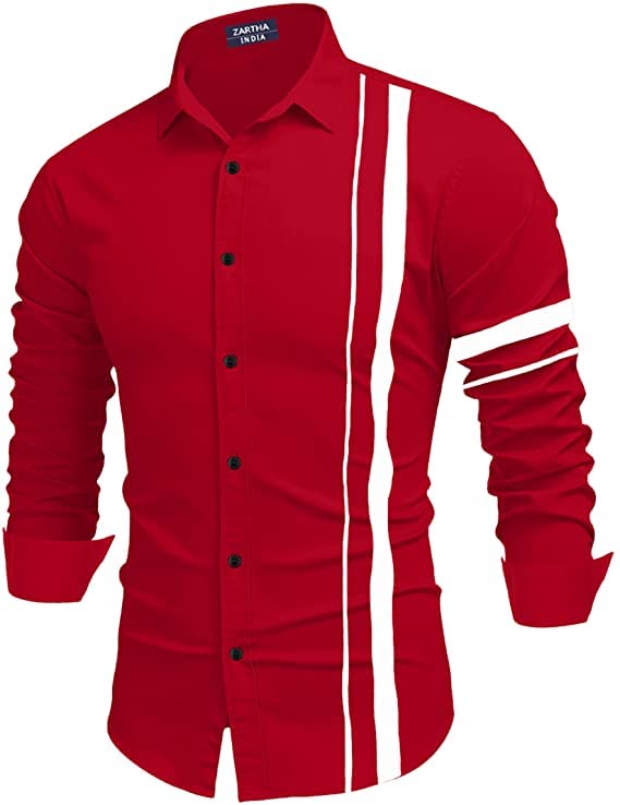 Bellstone Mens Solid Regular Fit Shirt (B-8200_Red