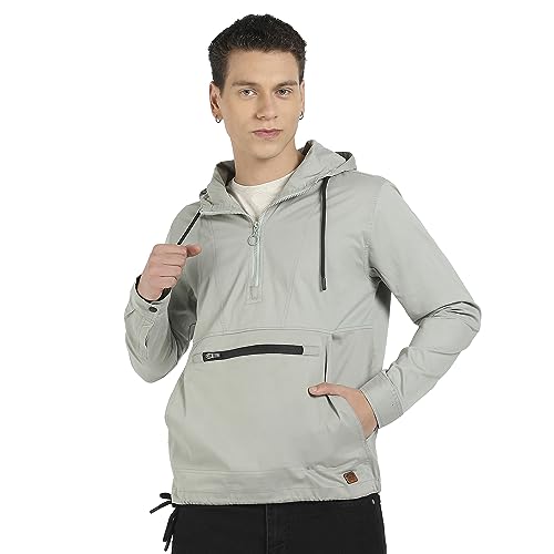 Campus Sutra Mens Car Coat (CBAWF23_CSM-AW-JK0358_Sage Green