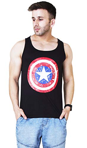 Veirdo Mens Round Neck Sleeveless Cotton T-Shirt Blacka
