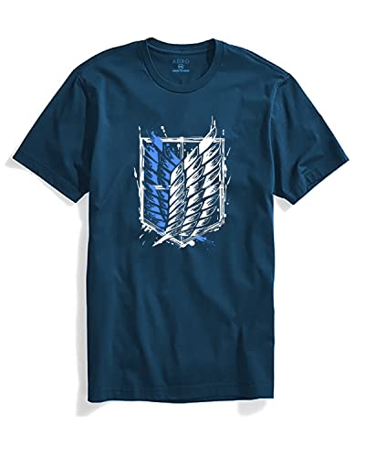 ADRO Mens Attack on Titan Cotton T-Shirt (L, Steel Blue)