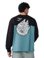 The Souled Store Star Wars: Fastest Ship Men and Boys Round Neck Blue and Black Graphic Printed Cotton Oversized Full Sleeve T-S
