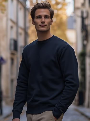Nobero Navy Blue Unisex Cotton Solid Plain Sweatshirt Sports Winter Gym Workout Running Travel Trekking Hooded Sweatshirts And F