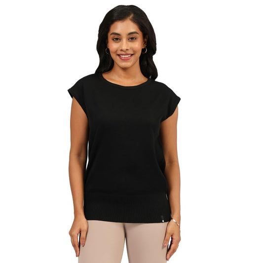 Move All Day Cap Sleeve Top, Cap Sleeve Detailing, Ribbed Hemline, 100% Cotton, Chic Workwear