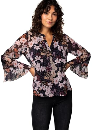 Toochki Tops for Women | Georgette Top for Womens | Straight | Black | Short | Western Floral Printed