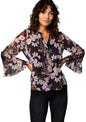 Toochki Tops for Women | Georgette Top for Womens | Straight | Black | Short | Western Floral Printed