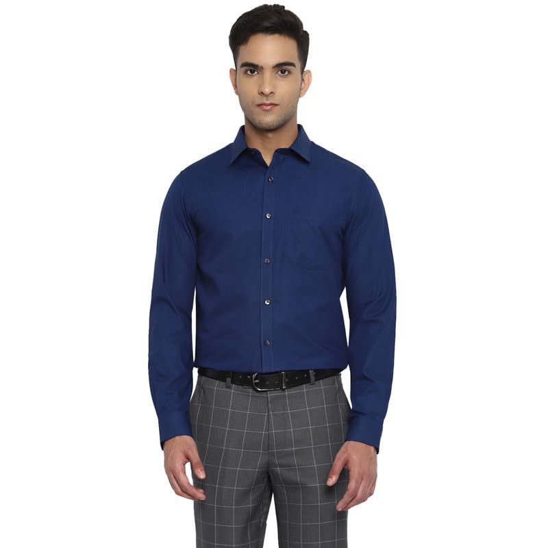 Turtle Men 100% Cotton Blue Solid Slim Fit Formal Shirt