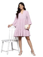 Varanga Women Lavender A-Line Dress With Gather Details