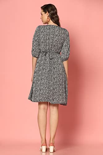 DHRUVI TRENDZ Rayon Western Knee-Length Casual Dress for Women (DT-WD1079_Black