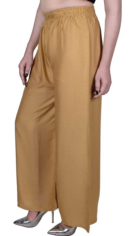 Fashion Gallery WomenS Rayon Relaxed Fit Palazzo Pants With Full Length Pull On Closure And Elasticated Flexible Waist|Palazzo