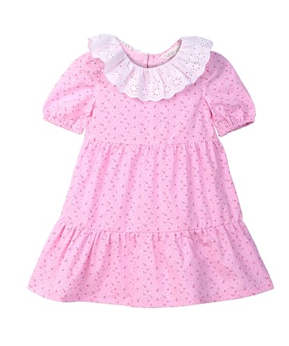 FRILL COLLAR PRINTED DRESS PINK