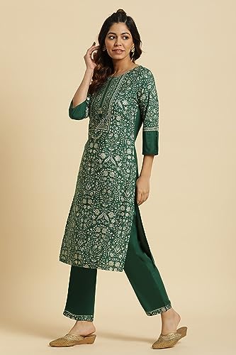 W for Woman Women's Viscose Floral Printed Embellished Kurta
