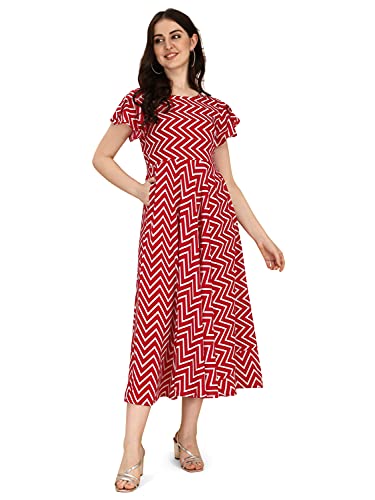 OOMPH! Womens Western & Fusion wear Midi Dresses for Women, Beach, Red - md339