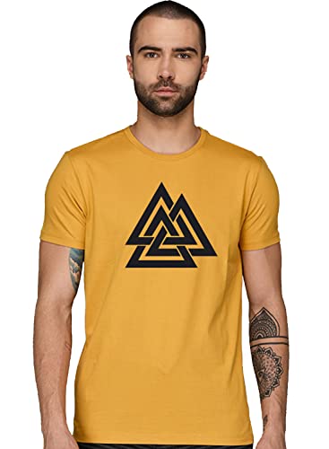 ADRO Triangle Mens Printed T-Shirt (RNR-M-TKT-MU_Mustard)