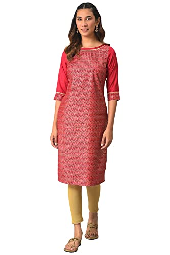 Aurelia Women'S Polyester Geometric Regular Shirt (23Aua13681-506068_Deep Red