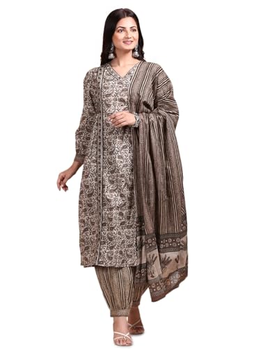 Ishin Kalamkari Printed Kurta With Trouser & Dupatta | Kurta Set For Women | Kurta With Trousers And Dupatta