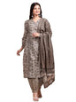 Ishin Kalamkari Printed Kurta With Trouser & Dupatta | Kurta Set For Women | Kurta With Trousers And Dupatta