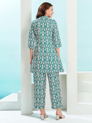 Selvia Co-ords Set for Women | Cotton Blend Top & Trouser Co-ords Set | Formal Co-ords Set for Women | Printed Two Piece Co-ord