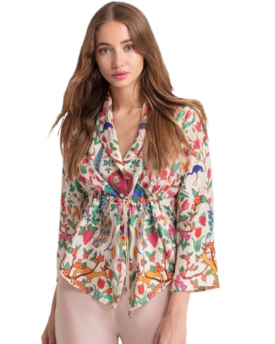 Eyebogler Womens Floral Print Long Sleeves Trendy Fashion Top