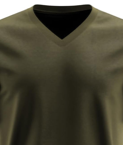 ADRO Mens V Neck T-Shirt|100% Combed Cotton T-Shirt|V-Neck Half Sleeve T-Shirt|VN24-M-PLN-OL