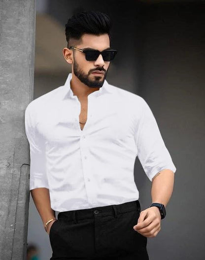 Tee Projekt Cotton Spread Collar Long Sleeve Shirt For Men Formal Wear Office Wear