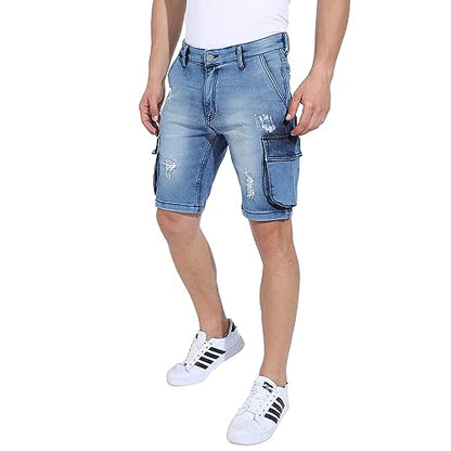Campus Sutra Mens Boyfriend Shorts (CBSCSUM23JN_SHORT61_M_PLN_BU_Blue