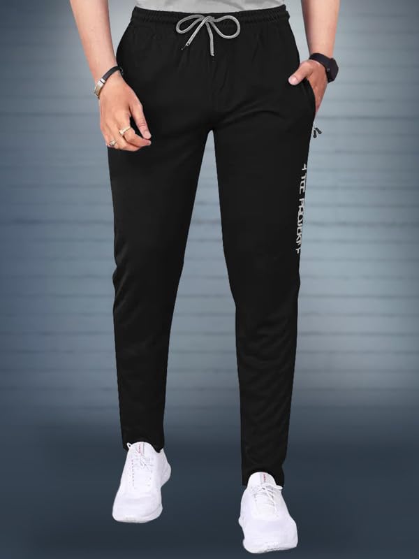 Tee Projekt Lycra Combo Soild & Zippered Pockets Style Regular Fit Track Pant for Men Jogger, Gym Wear, Yoga