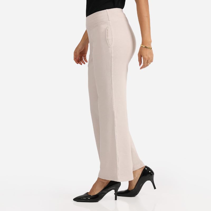 BlissClub Work-to-Wine Twill Flare Pants -Tall Above 55, Twill Pattern, Cotton Pants, Breathable and Stretchy