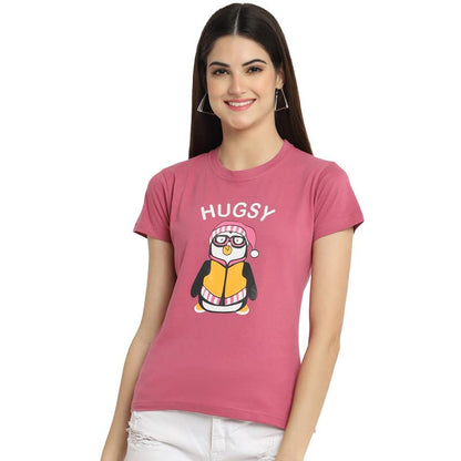Preneum Womens Cotton Regular Fit Latest Graphic Stylish Printed Short Sleeves Casual T-Shirt || Trending & Style (Pack 4), Pin