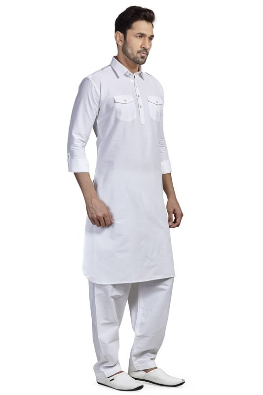 Be Active MenS Solid Pathani White Kurta Set || Men Kurta Pajama || Men Kurta Pajama Set || Kurta Pajama For Men (Rfsp0002 5 (W
