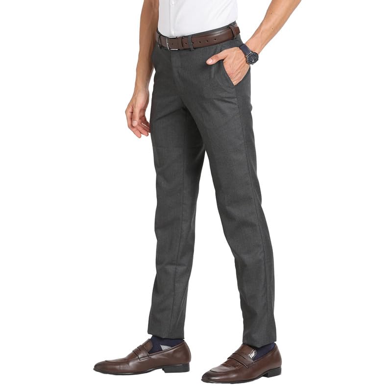 Turtle Men Pv Grey Solids Slim Fit Formal Trouser