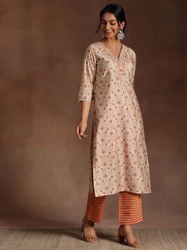 Libas WomenS Silk Blend Kurta Set (35888_Orange