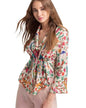 Eyebogler Womens Floral Print Long Sleeves Trendy Fashion Top