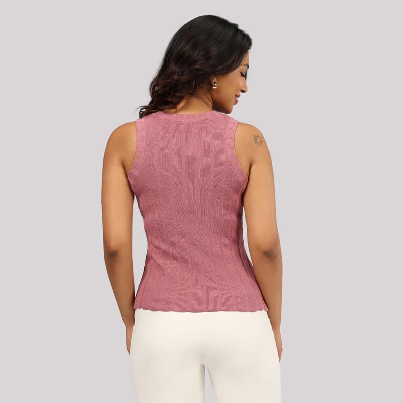 BlissClub Move All Day Rib Tank Top | 100% Cotton | High Neck | Ribbed Fabric | Snug fit | Breathable